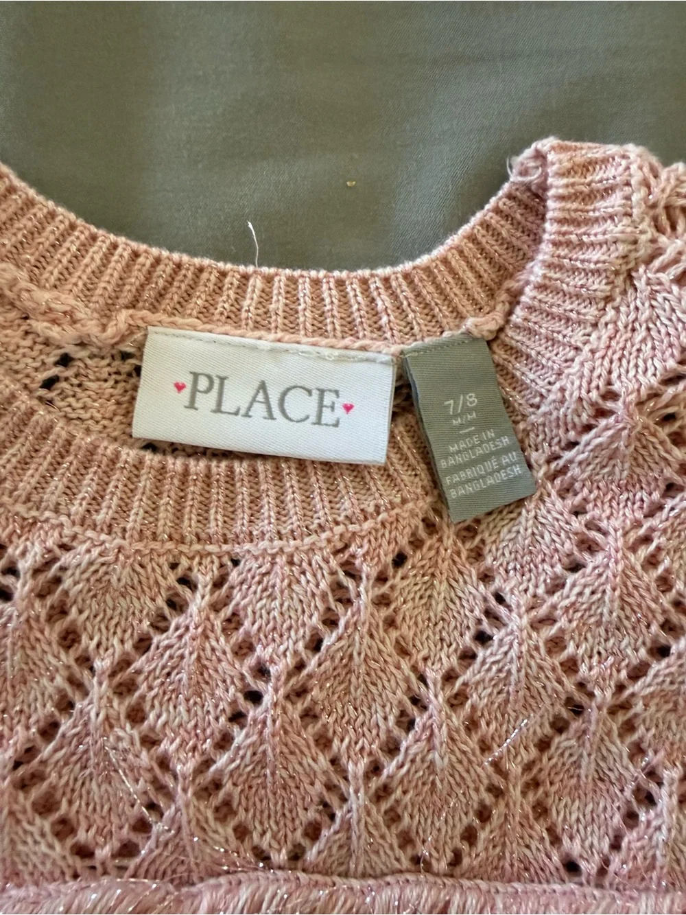 The Children's Place Blush Pink Fringe Knit Sweater